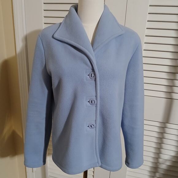 Talbots Petites Woman's S Periwinkle Lightweight Polar Fleece 3-Botton Jacket - Picture 5 of 16